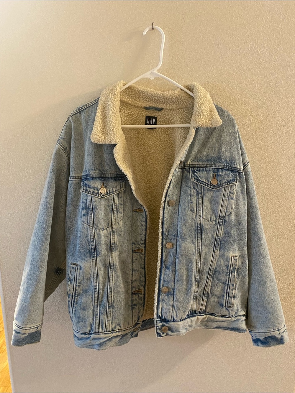 GAP Light Blue Denim Jacket with Cream Sherpa Lining